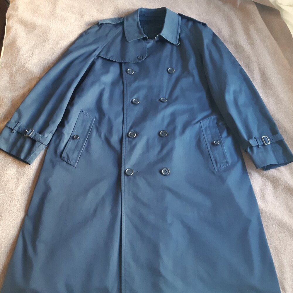 Vintage Dark Navy Burberry Trench Coat with Removeable Tartan Wool Lining